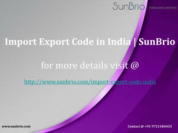 Import Export Code in India | SunBrio