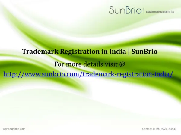 Trademark Registration in India | SunBrio