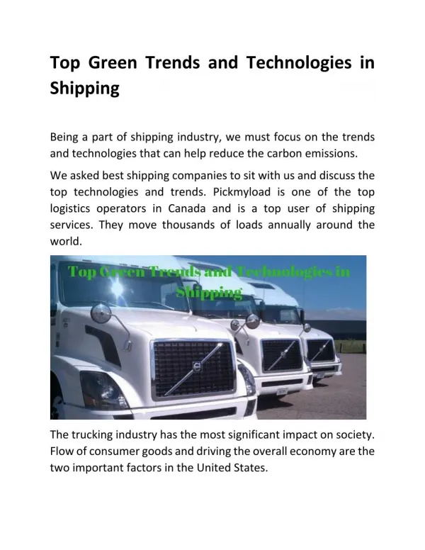 Top Green Trends and Technologies in Shipping