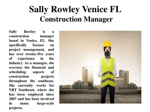 Sally Rowley Venice FL Construction Manager