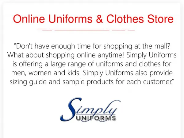 Online uniforms & clothes store