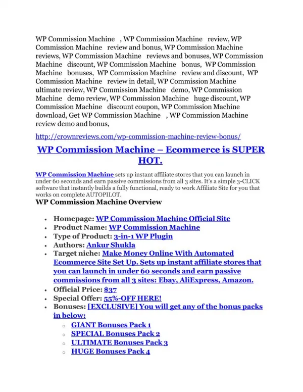 WP Commission Machine review- WP Commission Machine (MEGA) $21,400 bonus