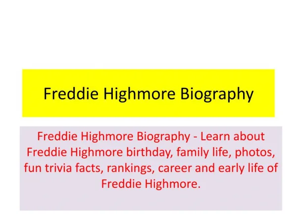Freddie Highmore Biography | Biography of Freddie Highmore