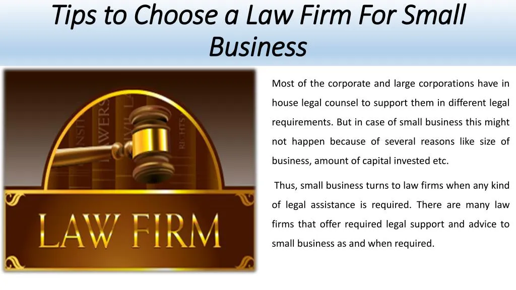 tips to choose a law firm for small business