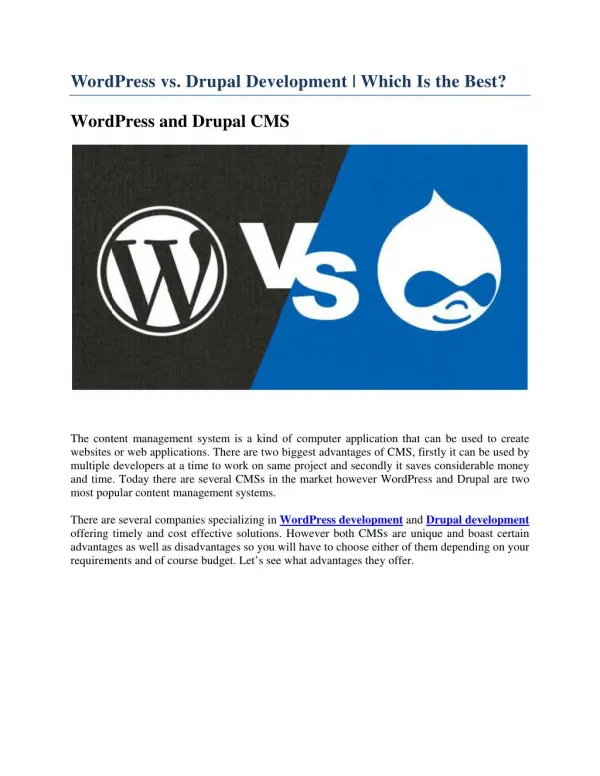 WordPress vs. Drupal Development | Which Is the Best?