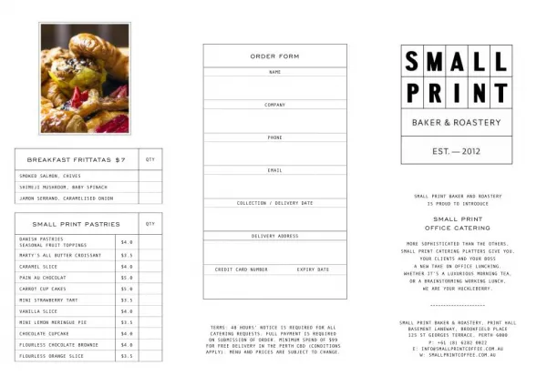 Perth Small Print Corporate Catering Brochure