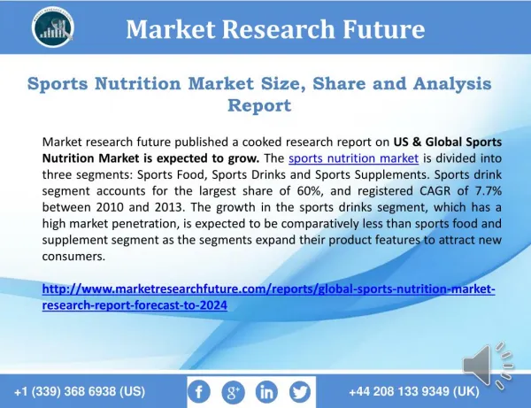 Sports Nutrition Market Size, Trend and Analysis Report