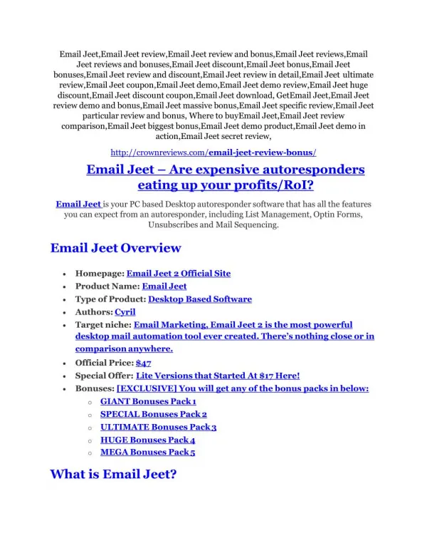 Email Jeet review in detail and (FREE) $21400 bonus