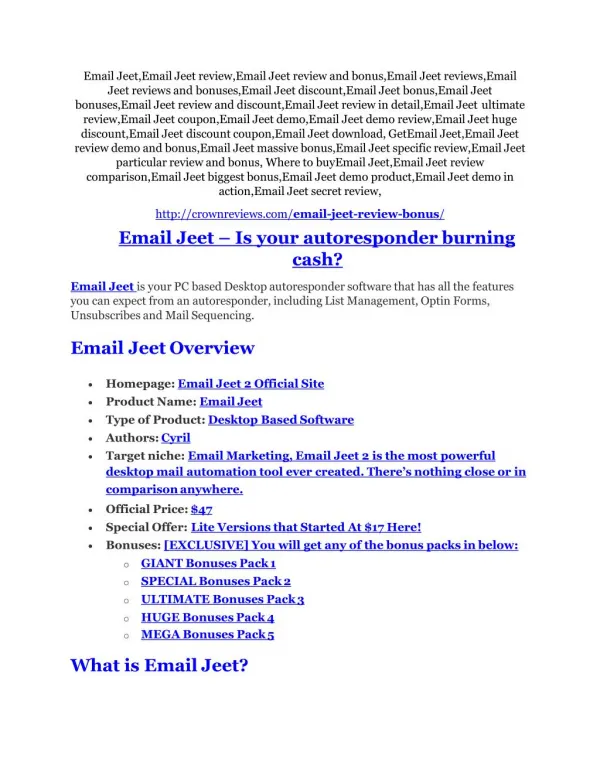 Email Jeet Review & GIANT Bonus
