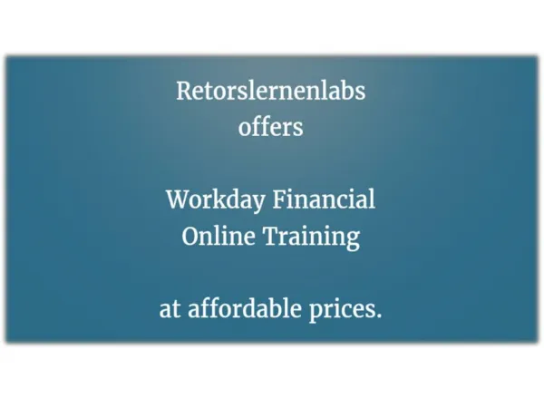 Workday Financial Online Training