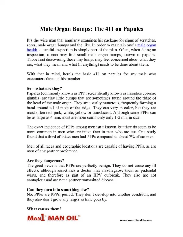 Male Organ Bumps: The 411 on Papules