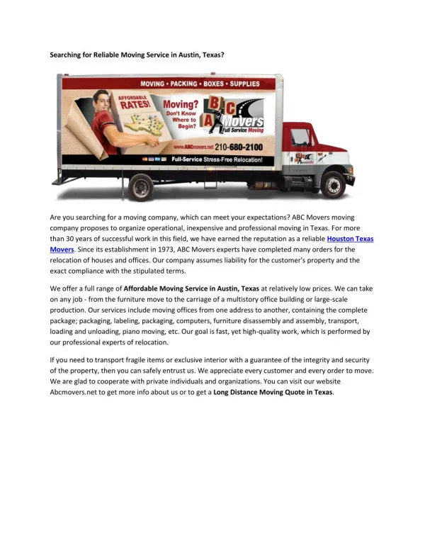 Local Movers San Antonio