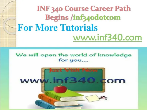 INF 340 Course Career Path Begins /inf340dotcom