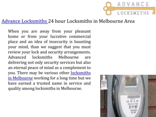 Advance locksmiths 24 hour locksmiths in melbourne area