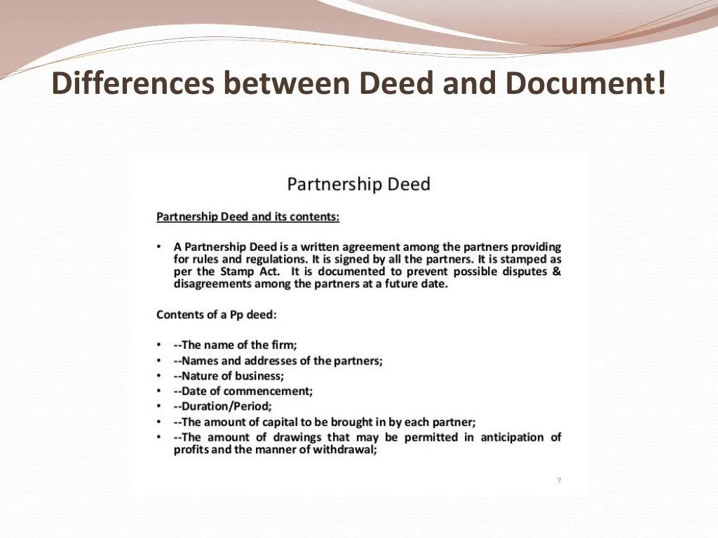 differences between deed and document
