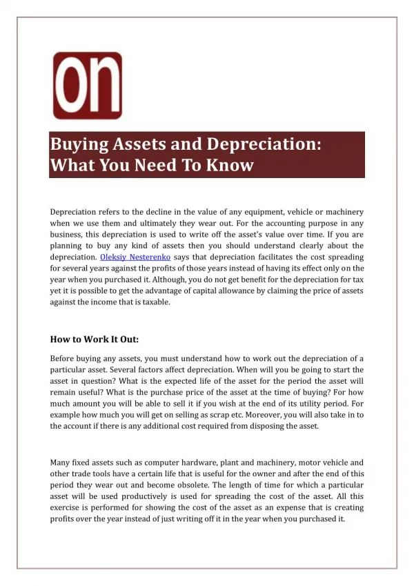 Buying Assets and Depreciation: What You Need To Know