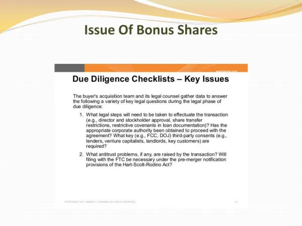 Issue Of Bonus Shares