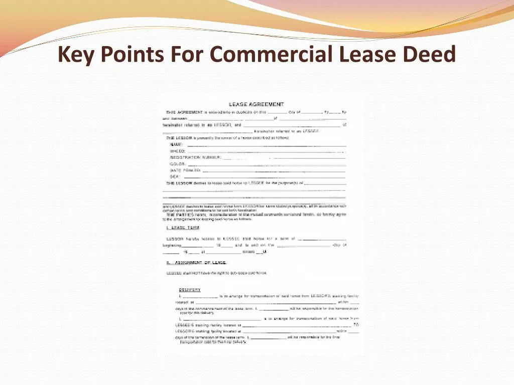 key points for commercial lease deed