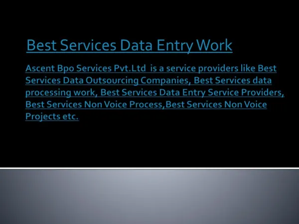 Best Services Outsourcing Data Entry Projects