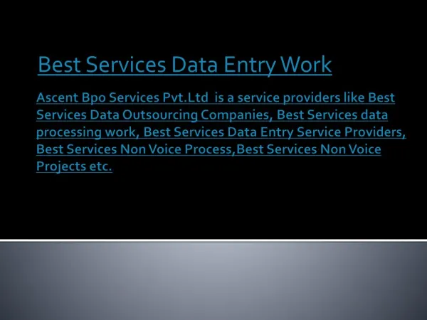 Best Services Data Entry Project Outsourcing