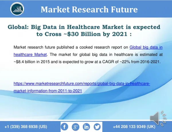 Global: Big Data in Healthcare Market to Witness Highest Growth by 2027