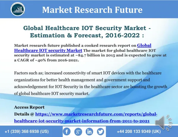 Global Healthcare IOT Security Market - Estimation & Forecast 2016-2022