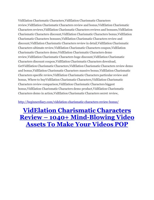 VidElation Charismatic Characters review & VidElation Charismatic Characters $22,600 bonus-discount