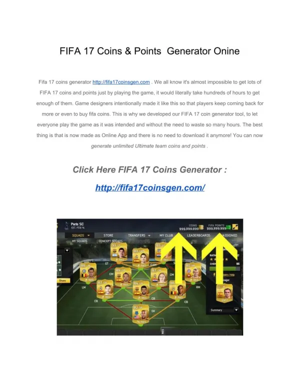 FIFA 17 Coins Generator Ultimate edition