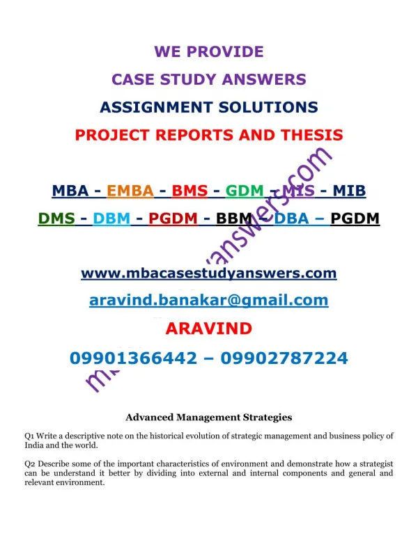 Advanced Management Strategies. Agri Business Mgmt. Business Ethics.Business Mgmt. ARAVIND 9901366442.pdf