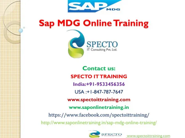 SAP MDG online training | SAP MDG fastrack online training classes-specto