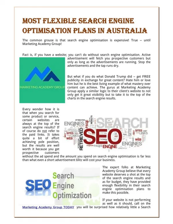 Most Flexible Search Engine Optimisation Plans