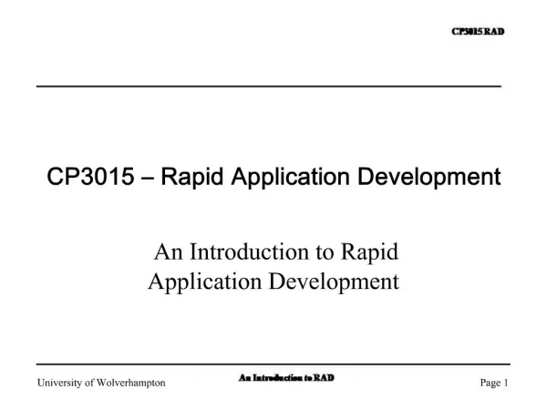 CP3015 Rapid Application Development