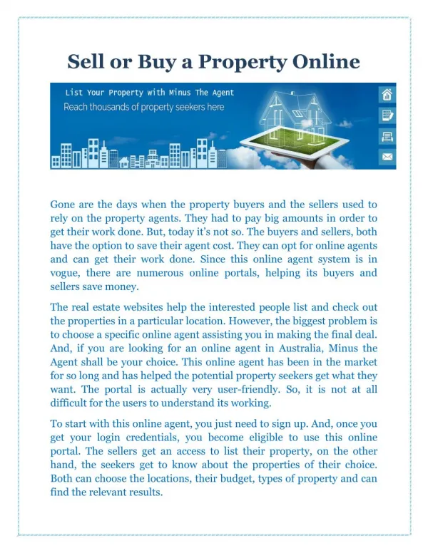 Sell or Buy a Property Online
