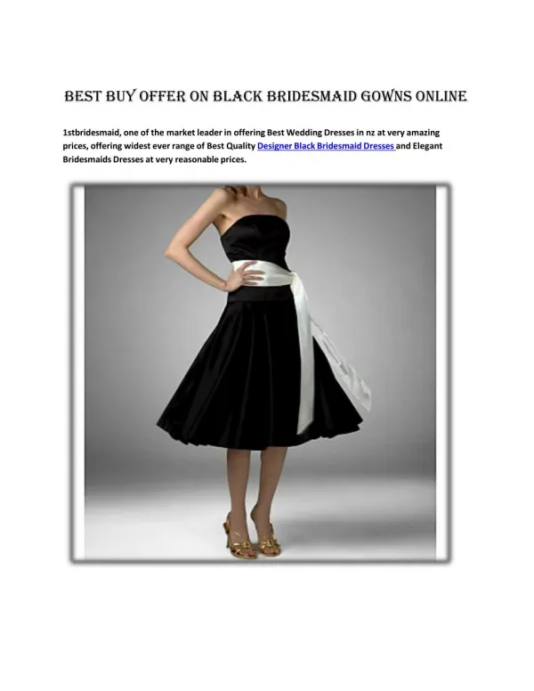 Best Buy Offer on Black Bridesmaid Gowns online