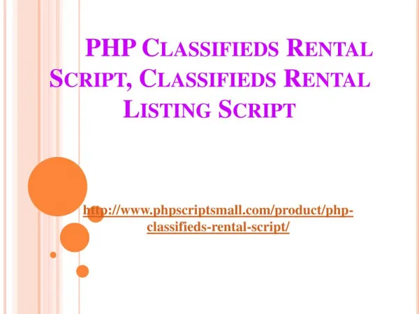 PHP Classifieds Rental Listing script
