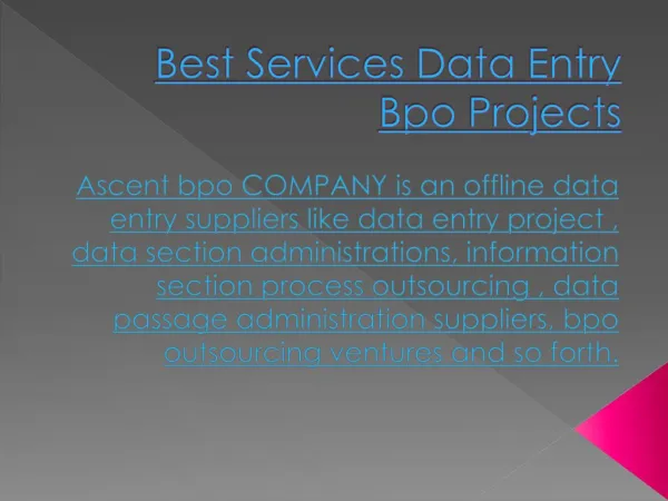 Best Services Data Entry Process Outsourcing