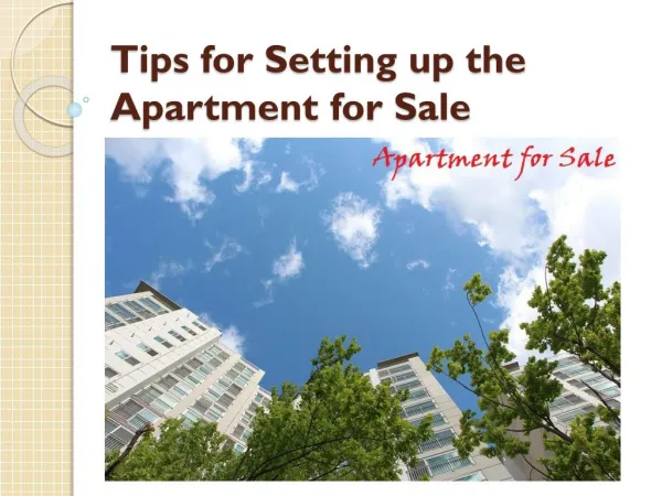 tips for setting up the apartment for sale