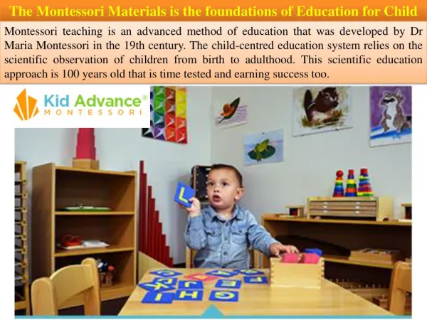 The Montessori Materials is the foundations of Education for Child