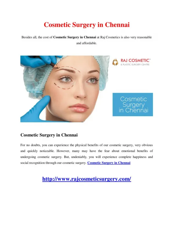 Cosmetic Surgery in Chennai