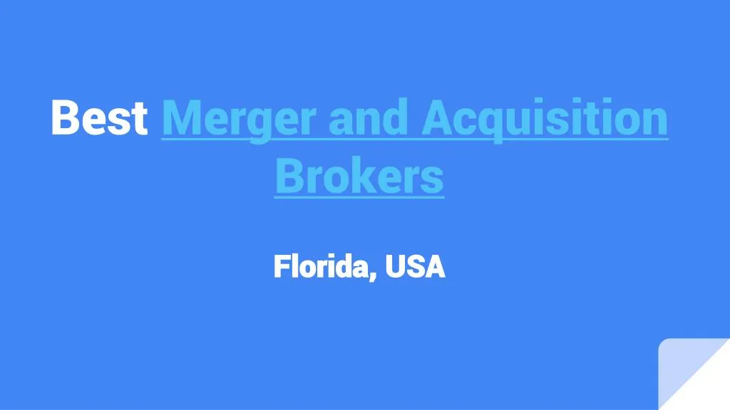 best merger and acquisition brokers