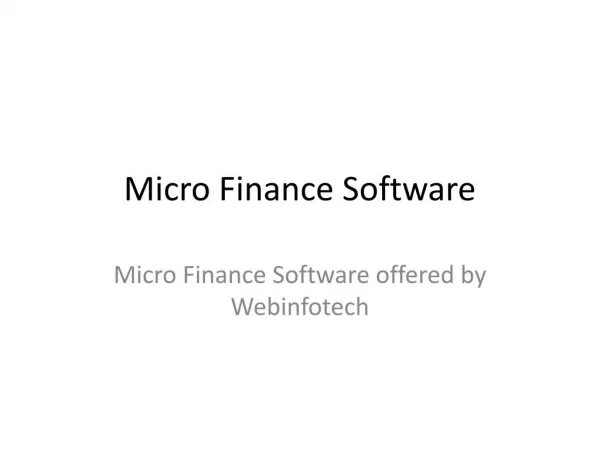Micro Finance Software
