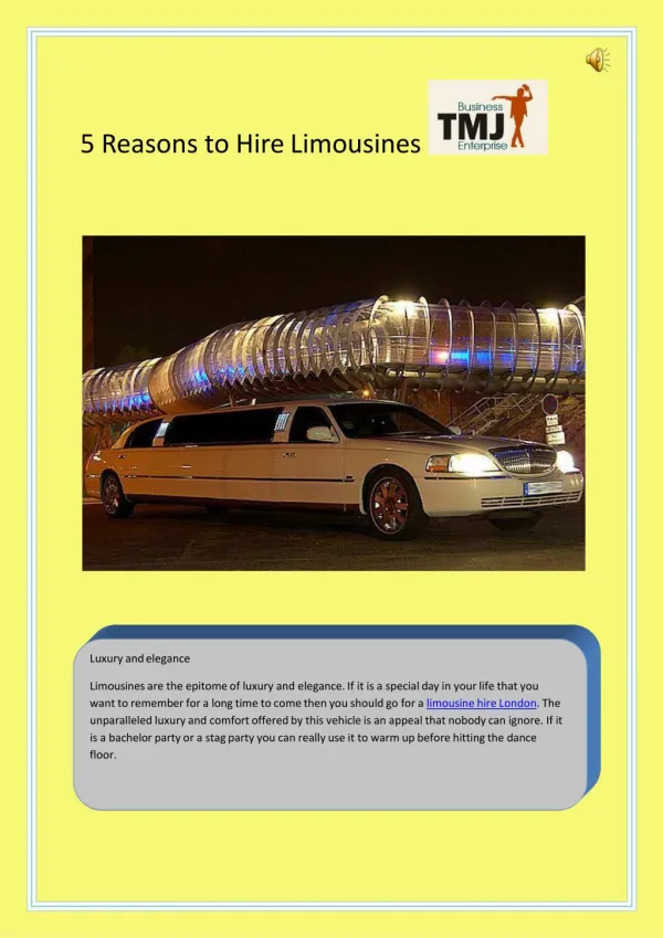 5 Reasons to Hire Limousines