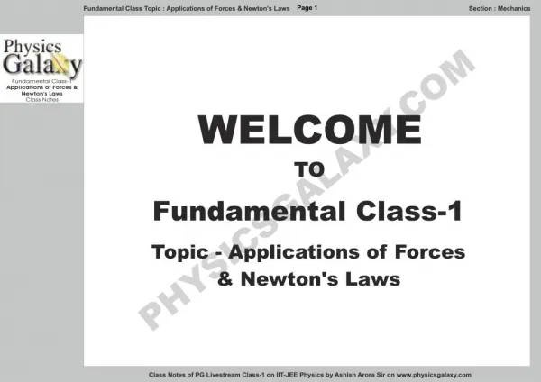 Fundamental Class - 1 by Ashish Arora Notes.