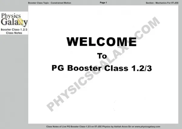 Physics Galaxy Live Booster Class 1.2 Notes