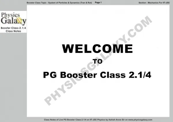 Physics Galaxy Live Booster Class 2.1 Notes