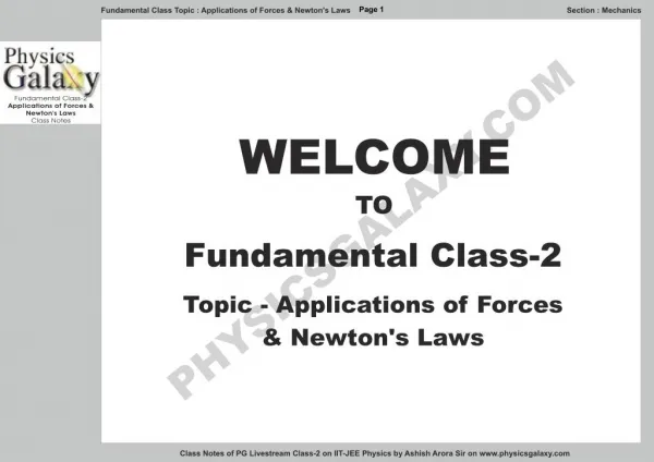 Fundamental Class - 2 by Ashish Arora Notes