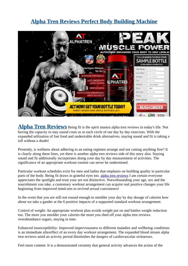 Alpha Tren Reviews Perfect Body Building Machine