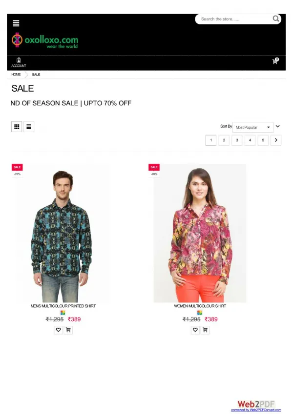 End of Season Sale - 70% off on Online Clothes Shopping