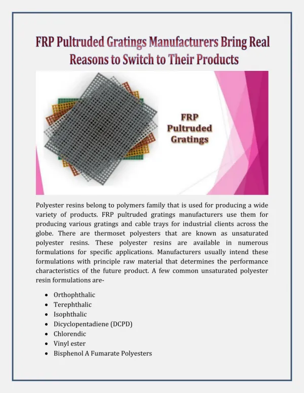 FRP Pultruded Gratings Manufacturers Bring Real Reasons to Switch to Their Products