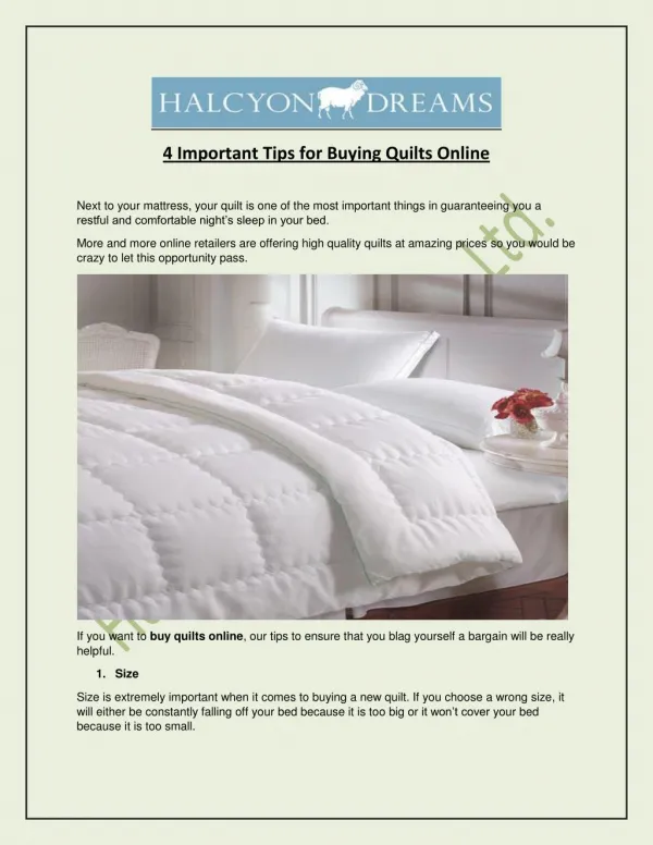 4 Important Tips for Buying Quilts Online - Halcyon Dreams Pty. Ltd.